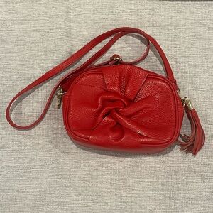 Chic Red Leather Crossbody Bag